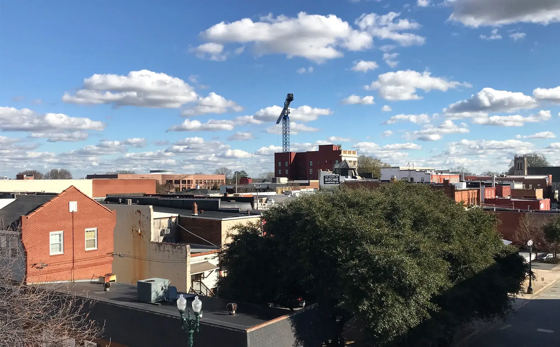 Rooftops of downtown Concord, NC seen from the Cabarrus Avenue parking deck