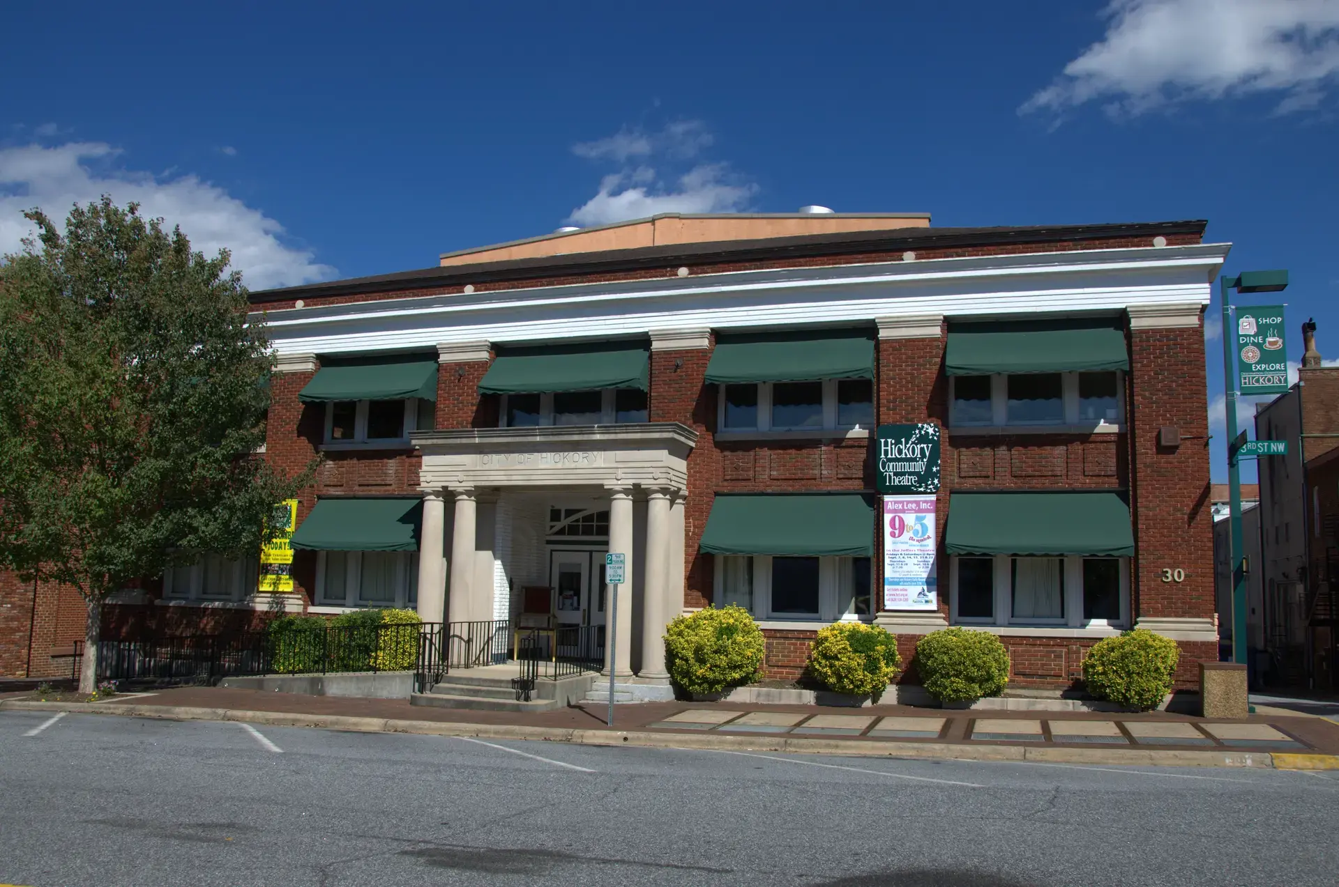 The historic brick Hickory Municipal Building in downtown Hickory, NC