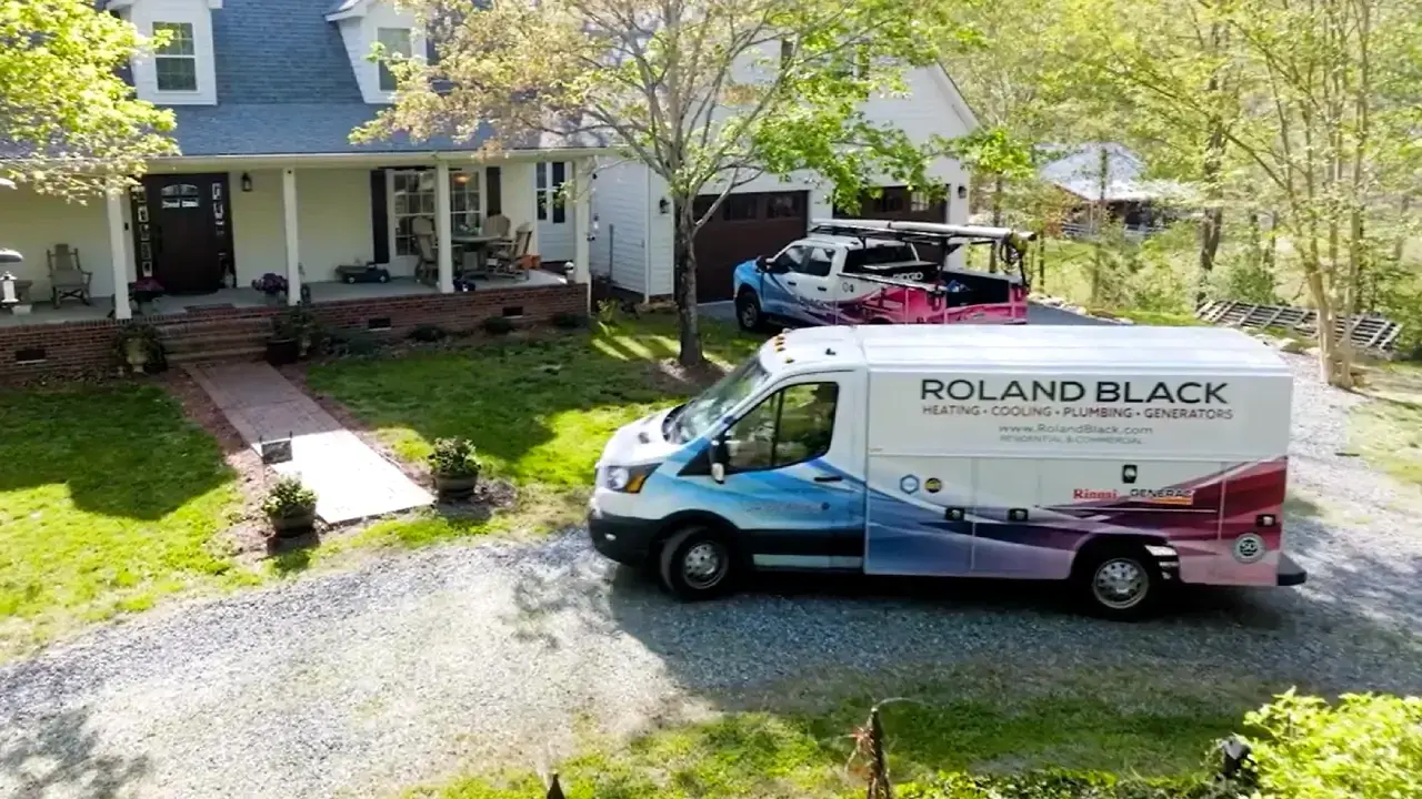Roland Black service van parked at a Gaston County home for a generator installation